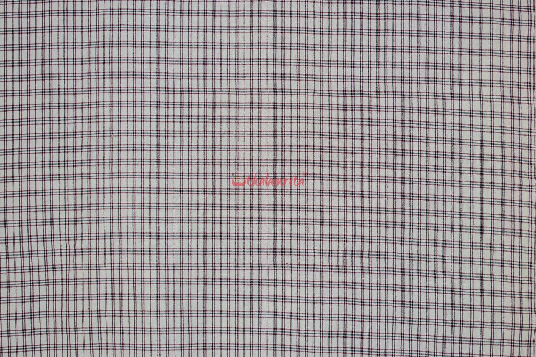 White Black Maroon Checks Kotpad (Fabric)