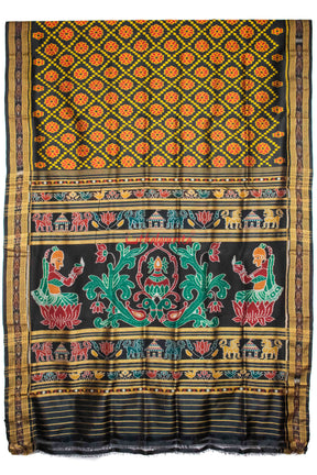 Black Red Flowers Khandua Silk Saree