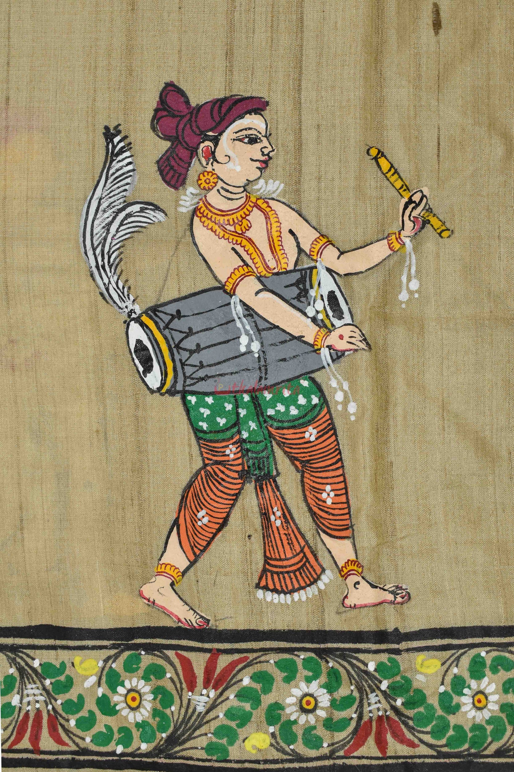 Durga Sumbha Nisumbha Tussar Pattachitra