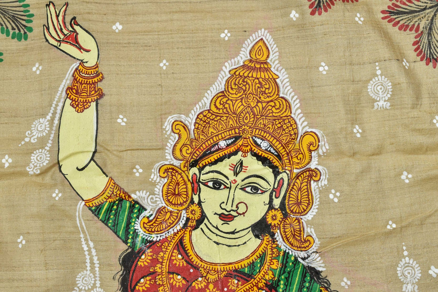 Durga Sumbha Nisumbha Tussar Pattachitra