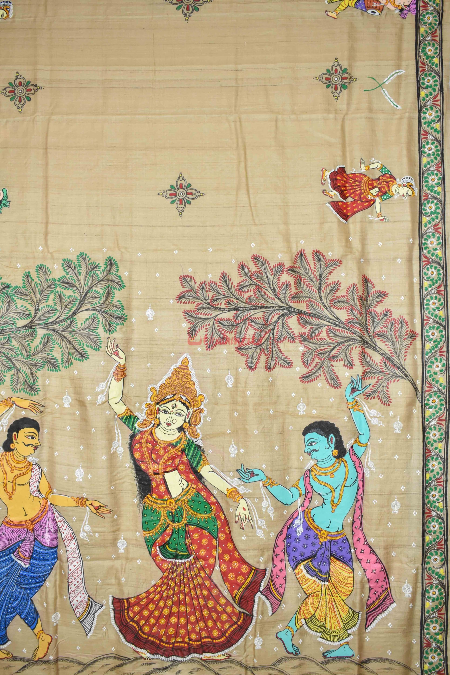 Durga Sumbha Nisumbha Tussar Pattachitra