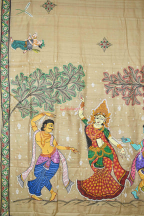 Durga Sumbha Nisumbha Tussar Pattachitra
