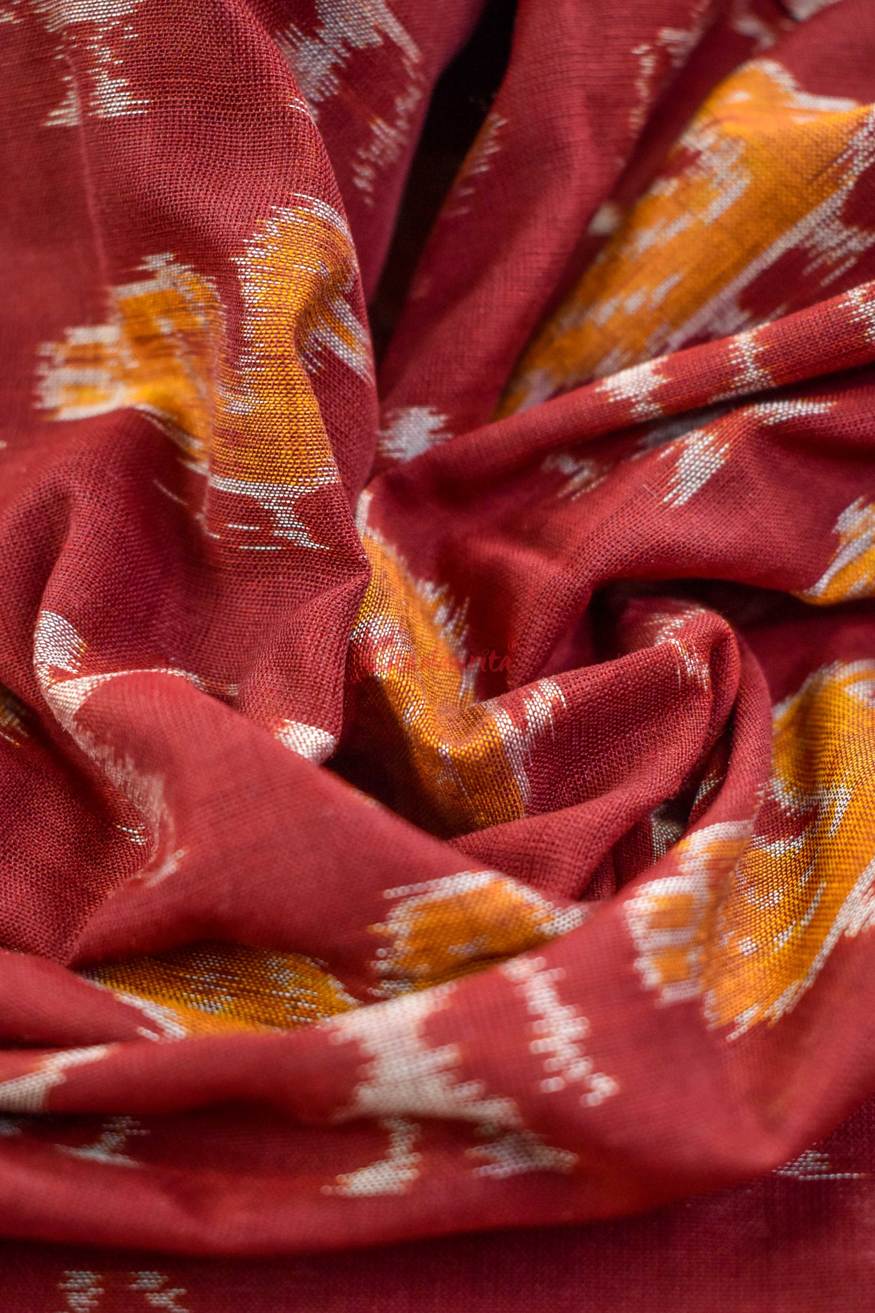 Maroon Orange Ducks Tribals (Fabric)