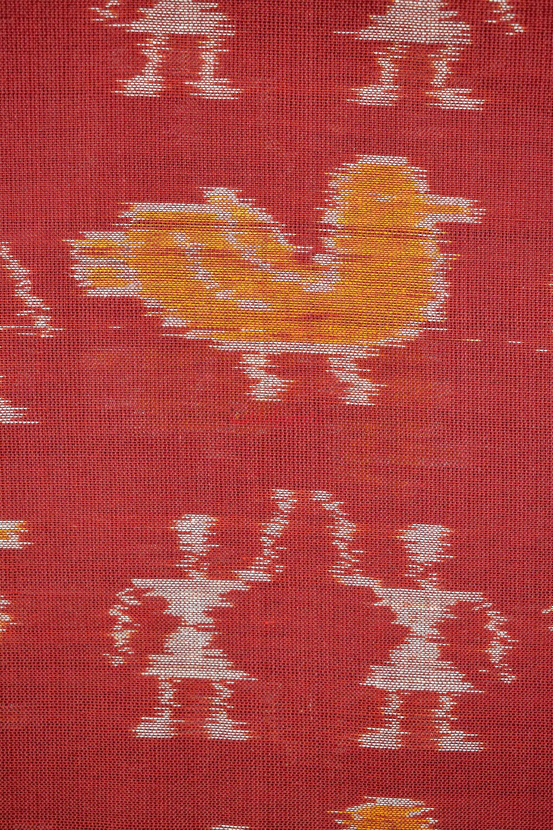 Maroon Orange Ducks Tribals (Fabric)