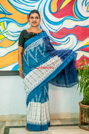 Aqua Flower Kargil Cotton Saree