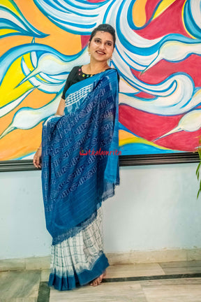 Aqua Flower Kargil Cotton Saree
