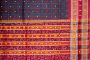 Black Red Hazar Buti Silk Saree