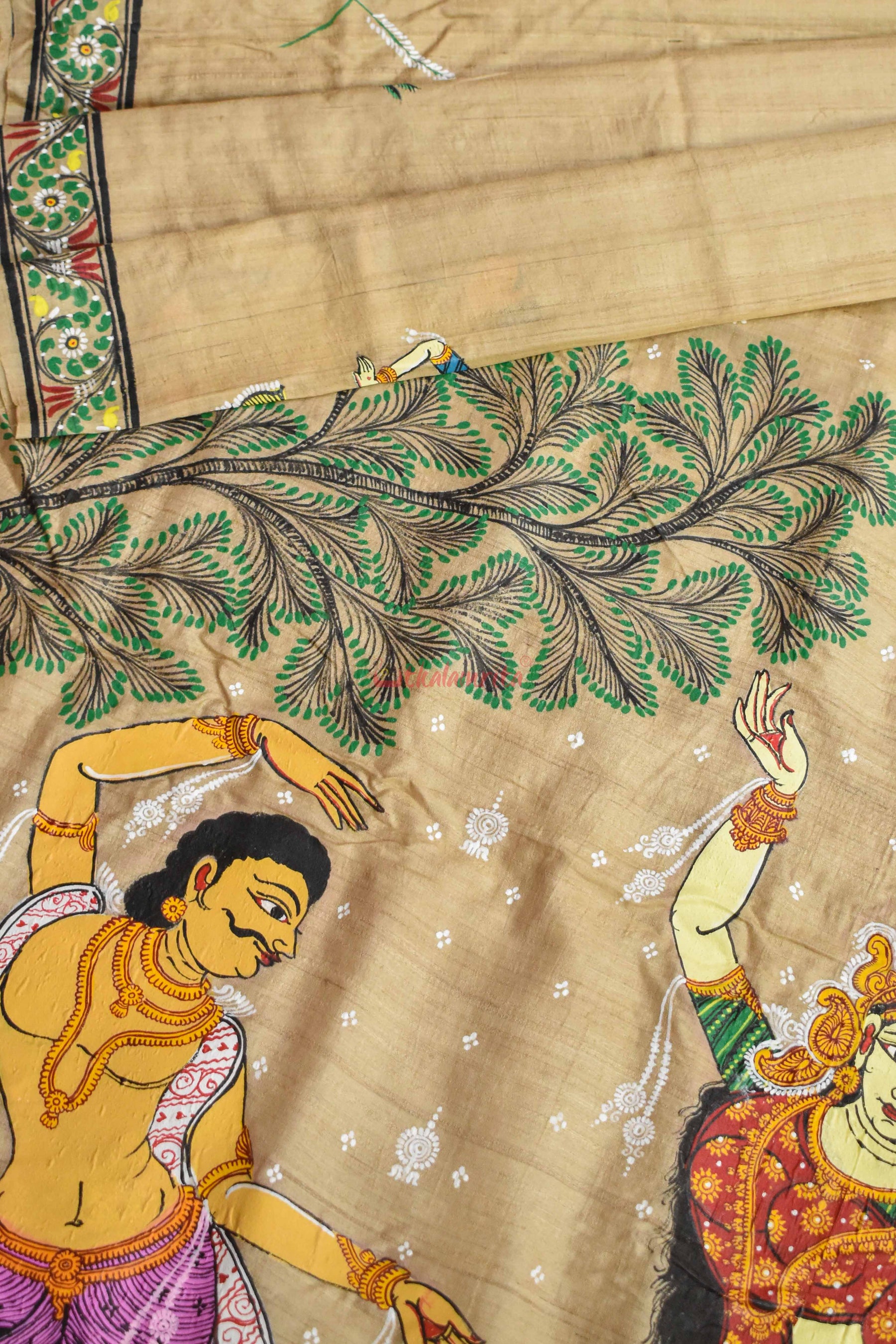 Durga Sumbha Nisumbha Tussar Pattachitra