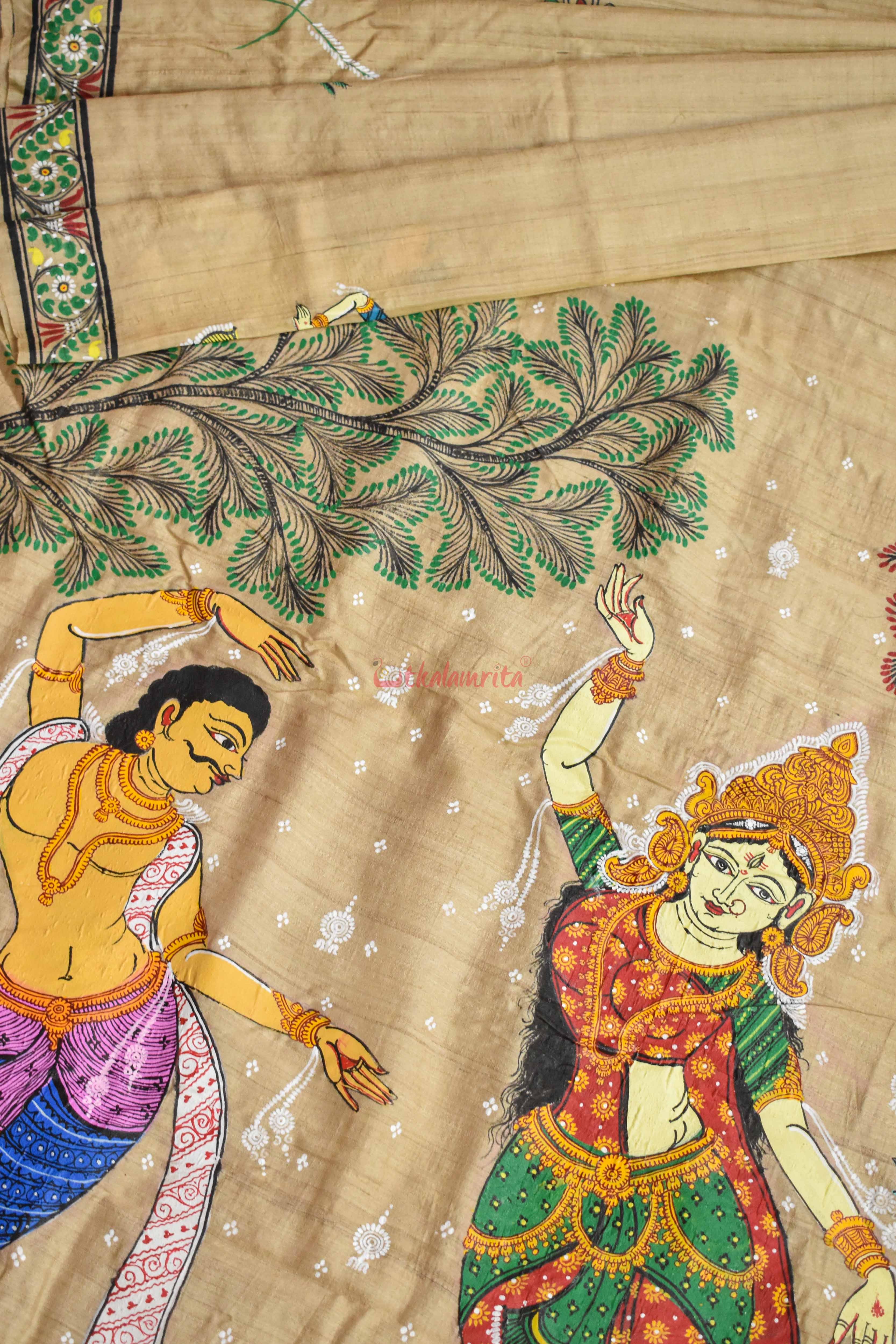 Durga Sumbha Nisumbha Tussar Pattachitra