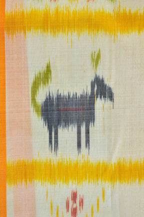 White Orange Nabarangi Khandua Silk