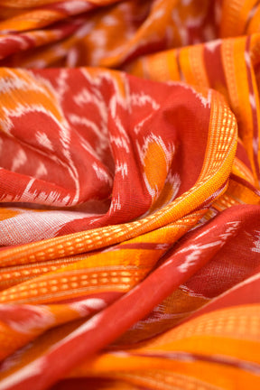White Orange Nabarangi Khandua Silk