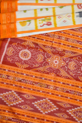 White Orange Nabarangi Khandua Silk