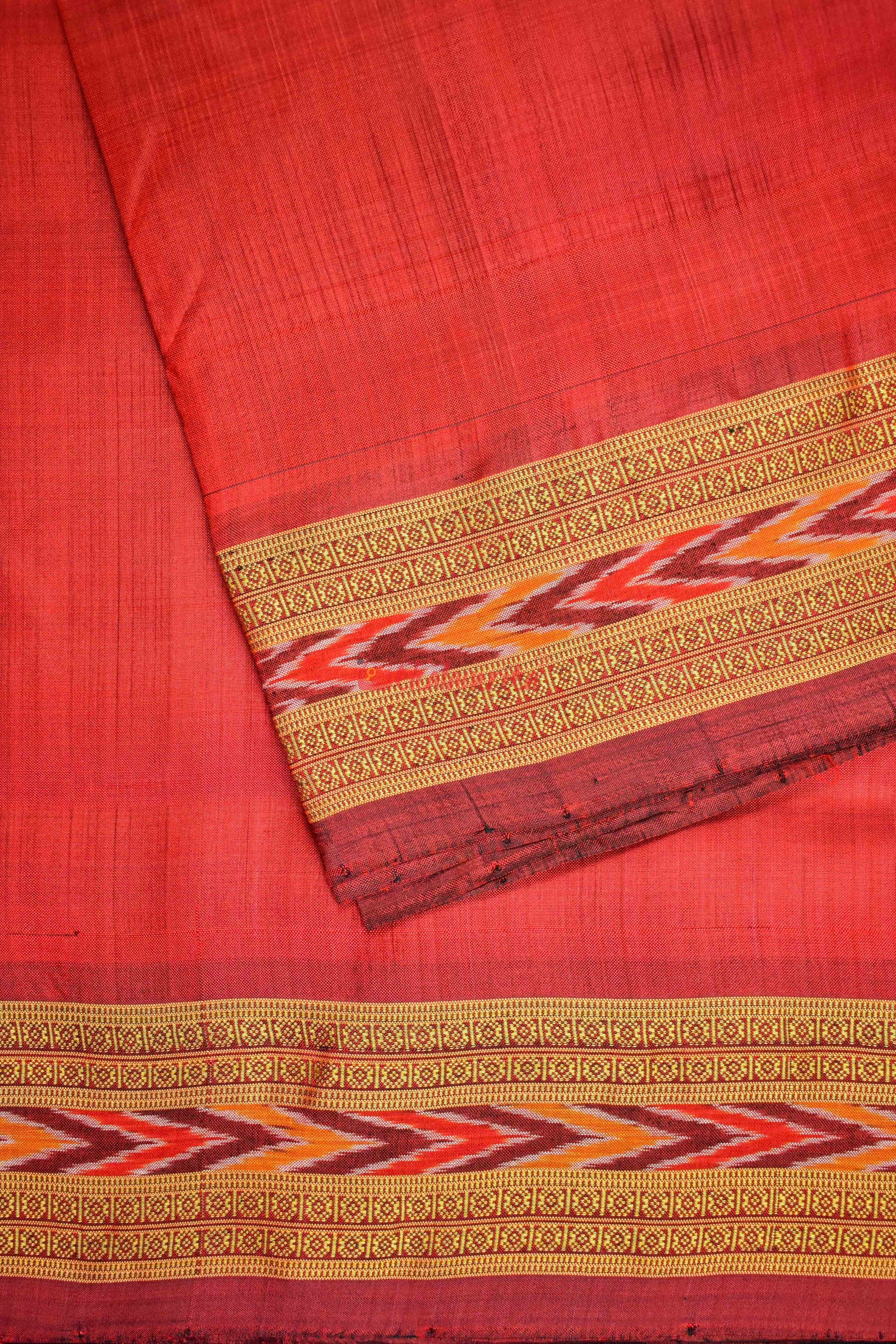 Maroon Bandha Border Silk (Fabric)
