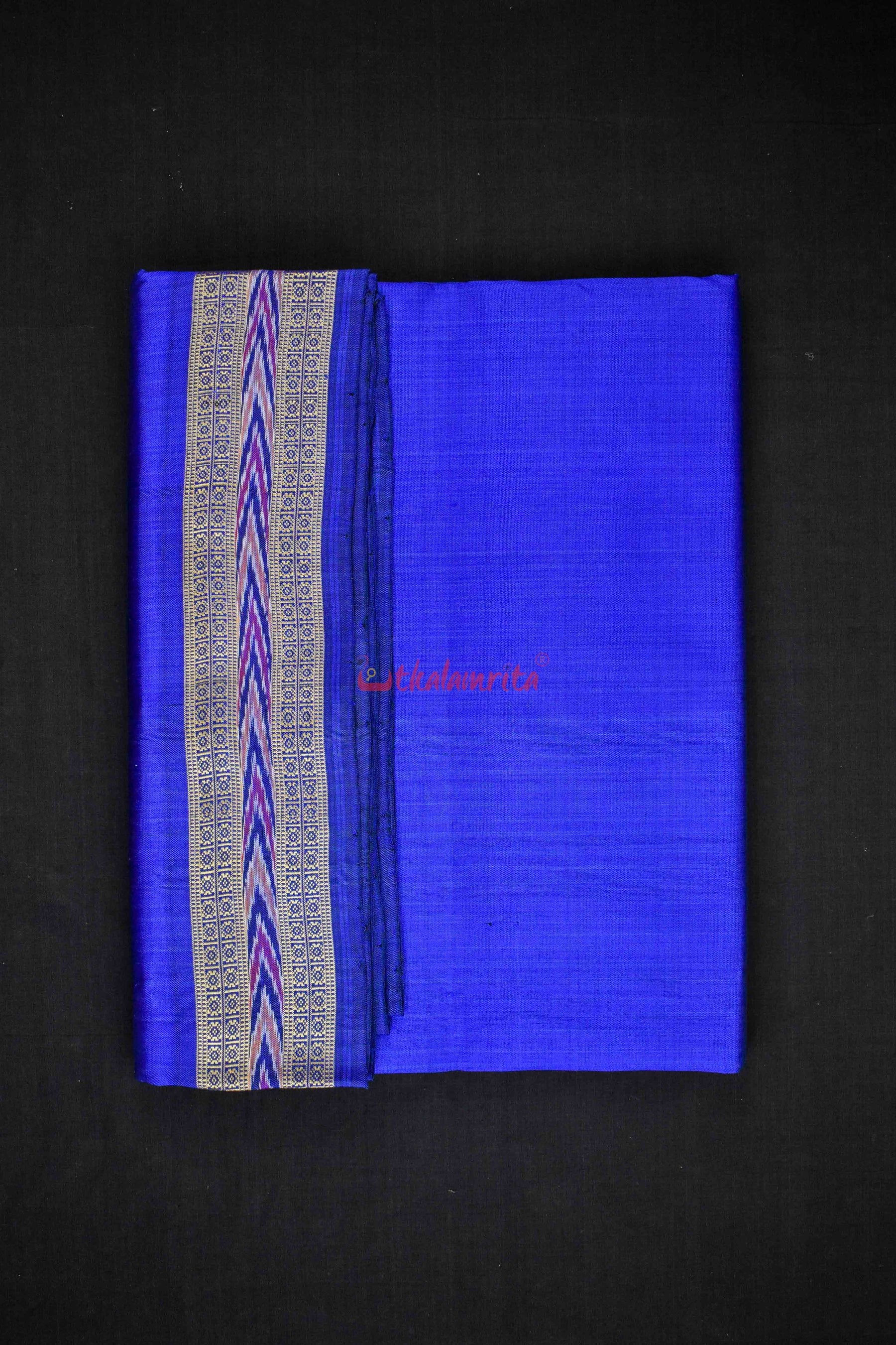 Blue Bandha Border Silk (Fabric)