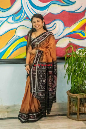 Brown Pasapali Border Khandua Cotton Saree
