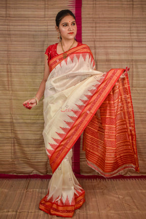 White Red Gurubar Khandua Silk