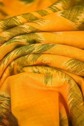 Bada Phula Yellow Green Khandua Cotton Saree