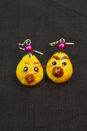 Yellow Angry Bird Oval Earrings