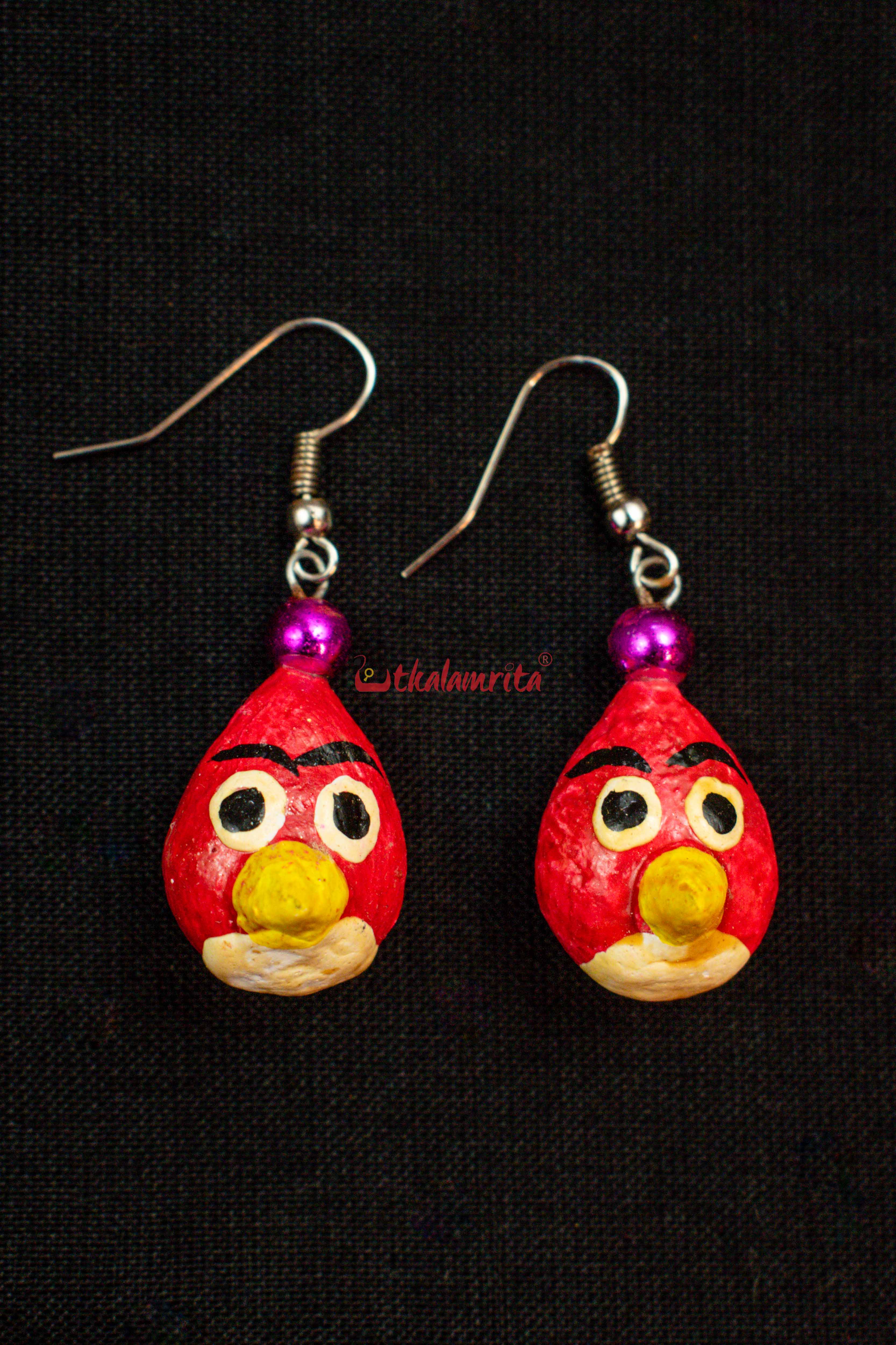 Angry Bird Oval Earrings