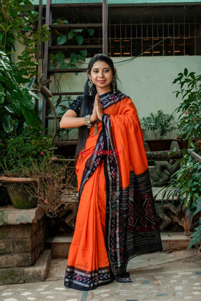 Orange Rekha Buti Khandua Cotton Saree