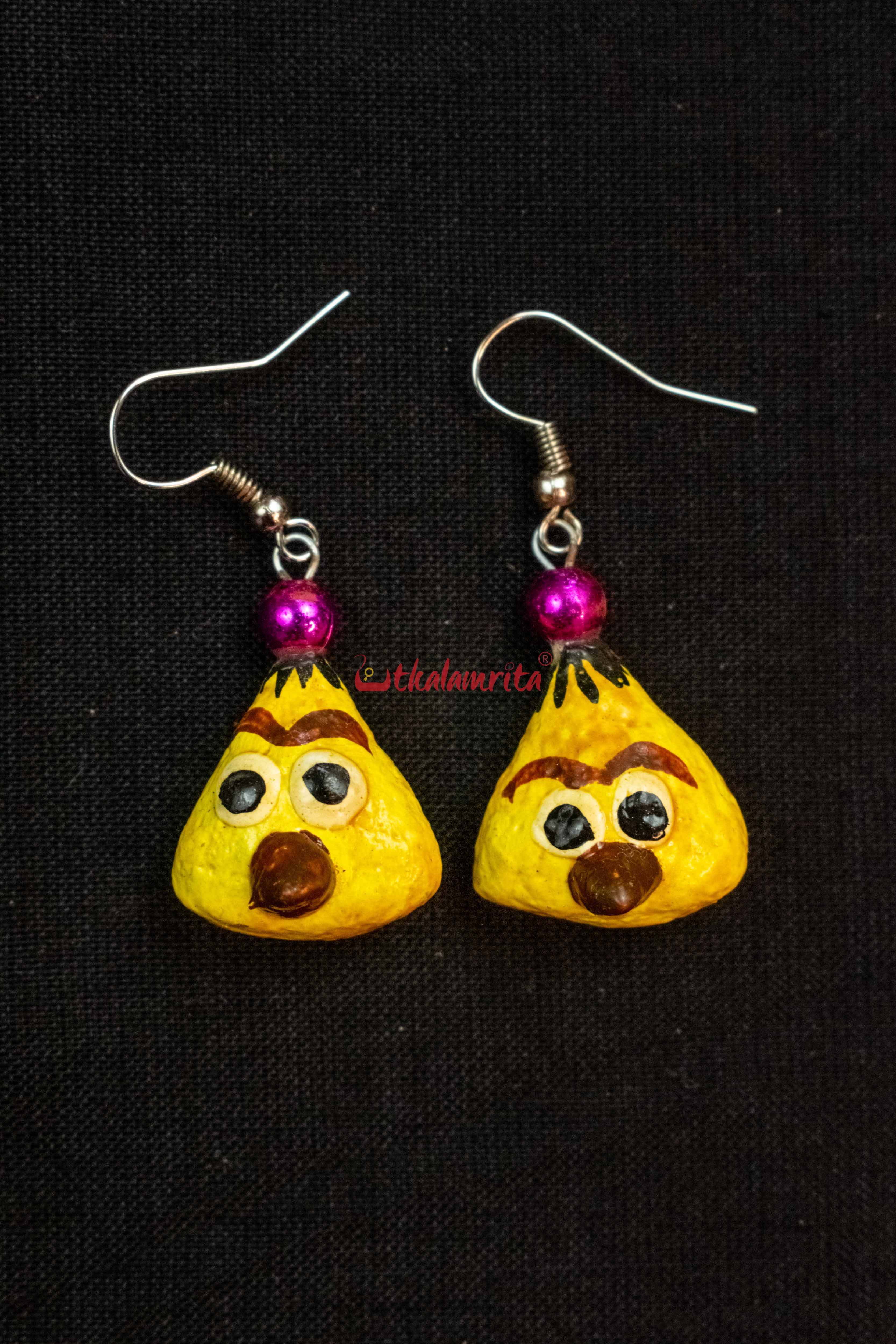 Yellow Angry Bird Triangle Earrings
