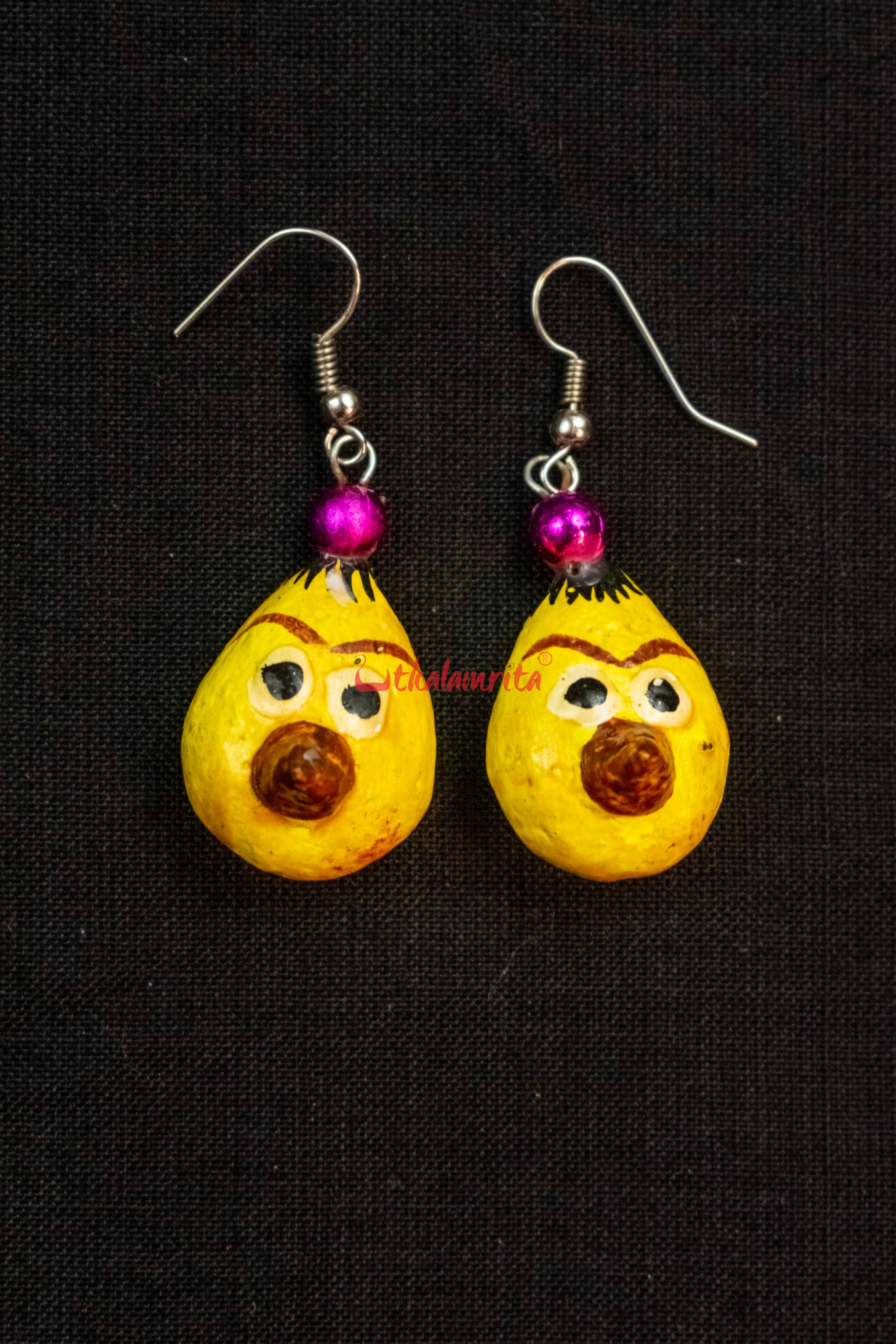 Yellow Angry Bird Oval Earrings