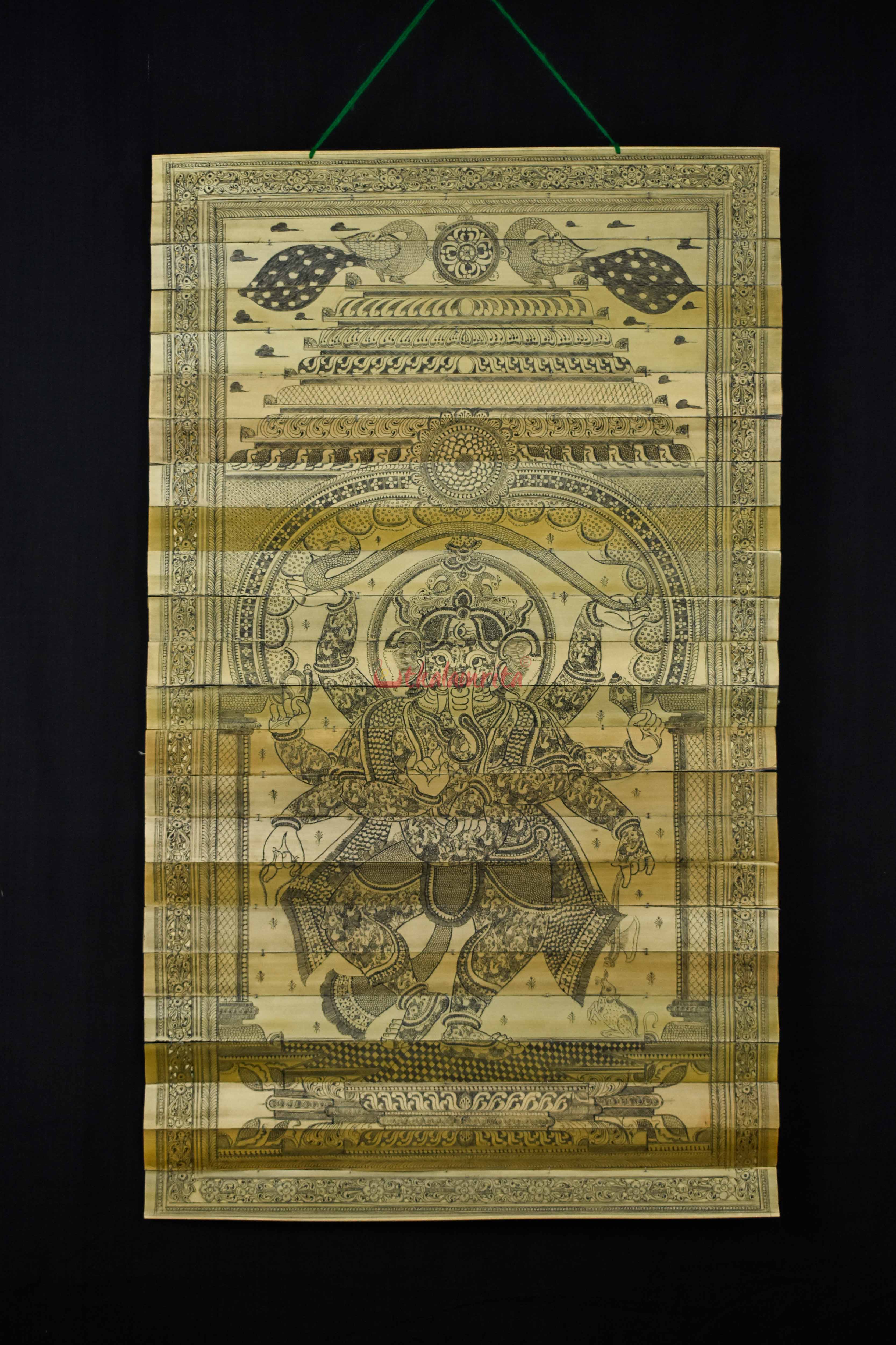 Lord Ganesha and Peacock (Talapatra Chitra) (18*30 Inches)