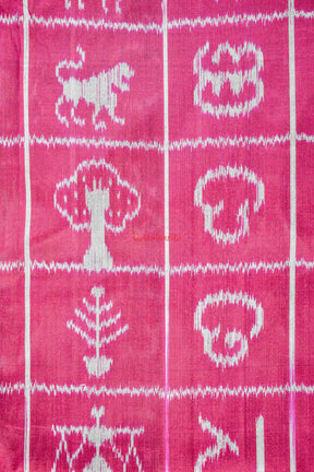 Magenta Odia Alphabets Khandua Silk Saree