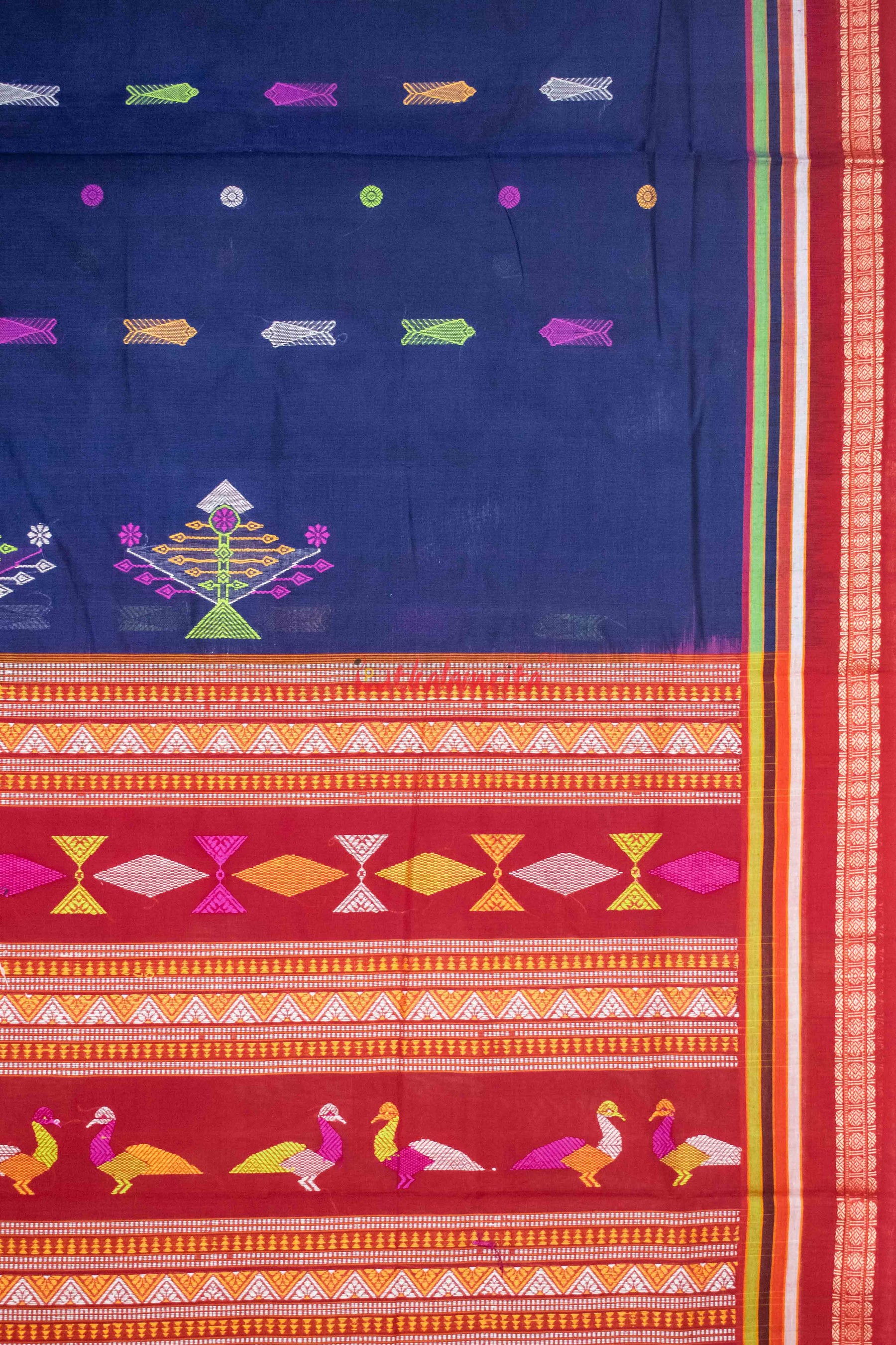 Ultramine Blue Bomkai Saree