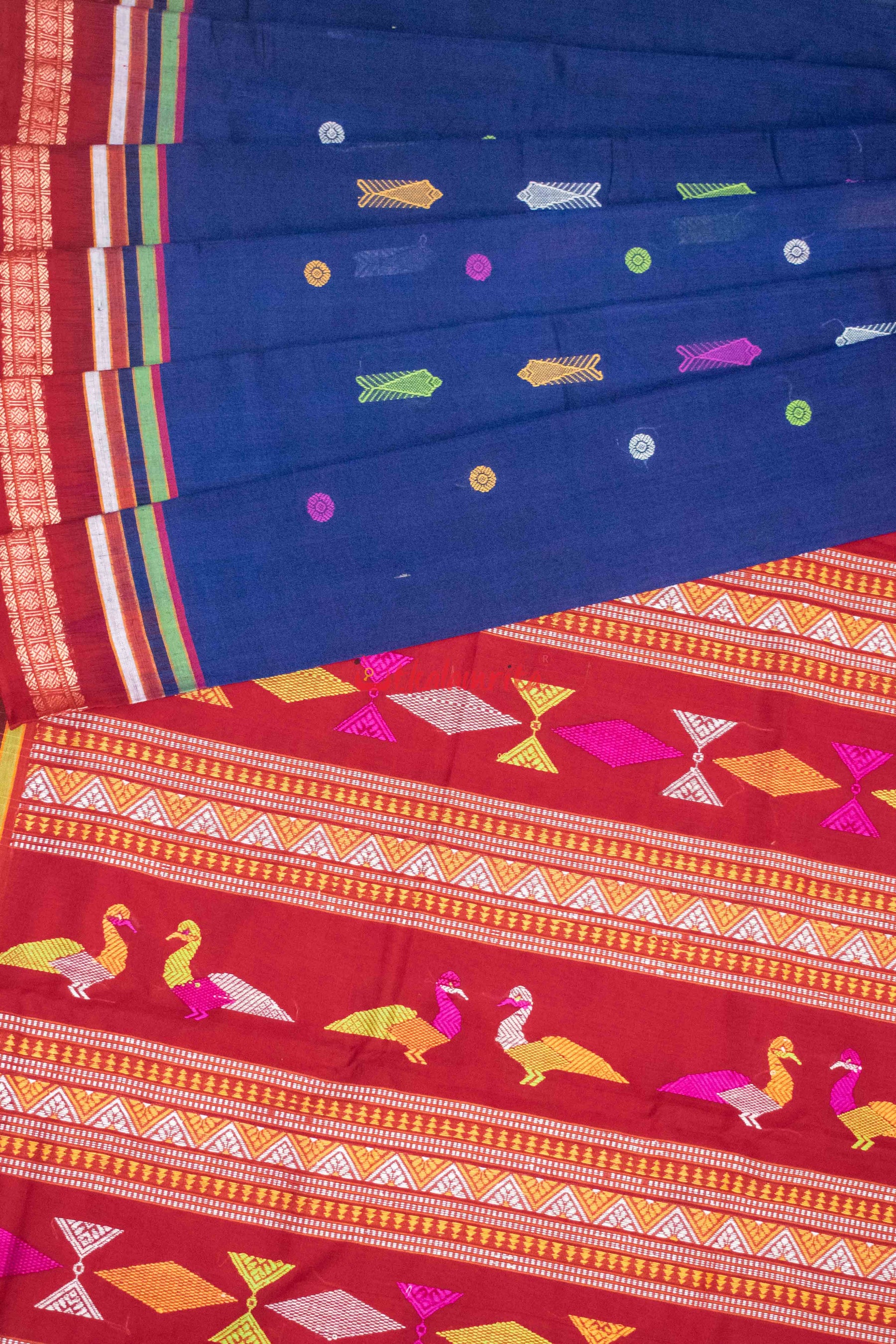 Ultramine Blue Bomkai Saree