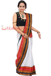 Sachipar White Sambalpuri Cotton Saree