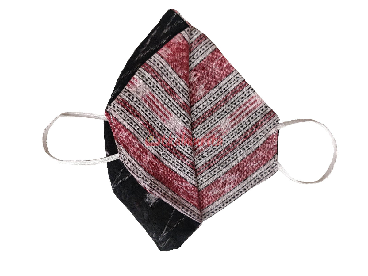 White Pink Ikat & Black Pasapali Mask