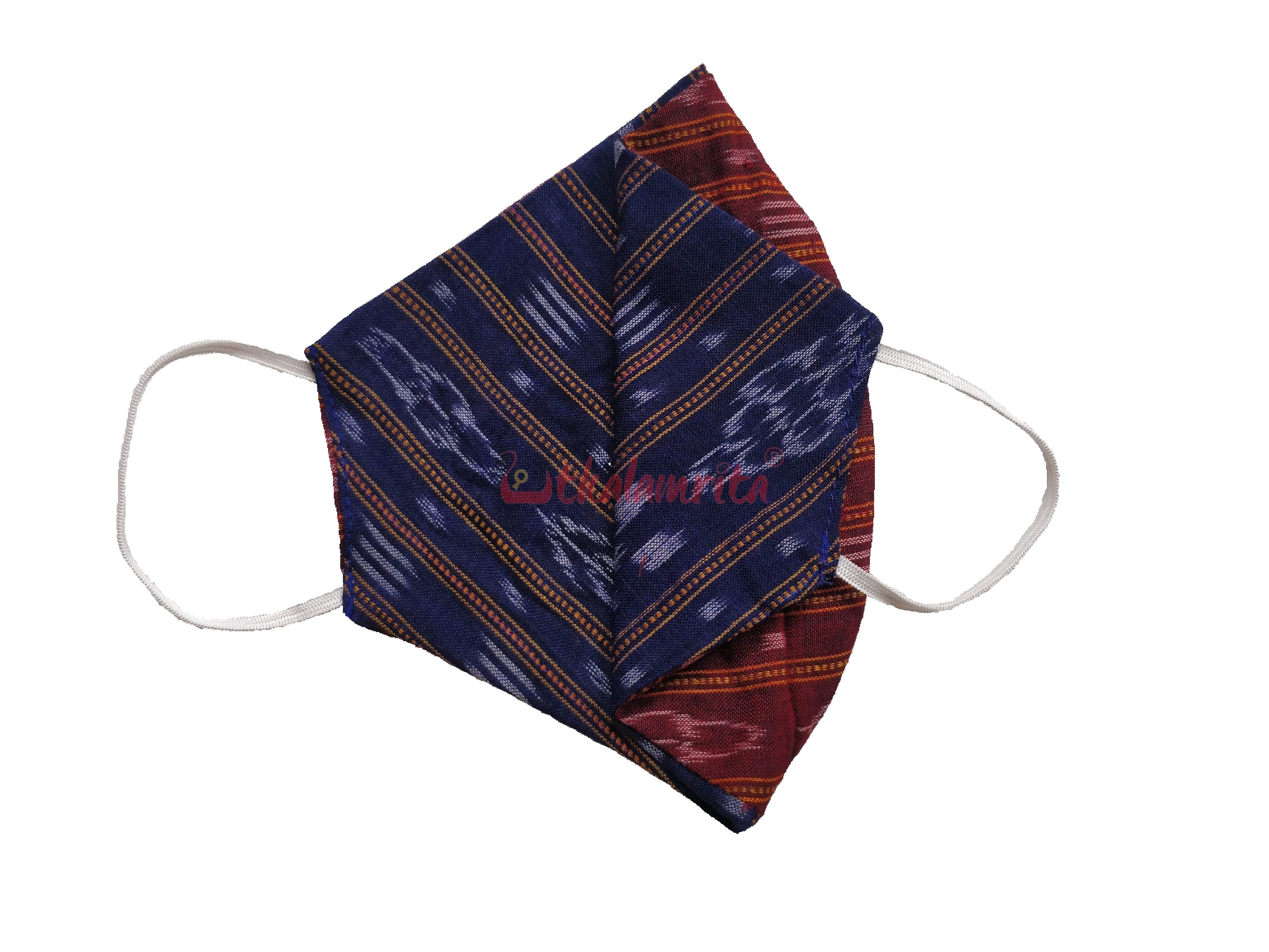 Maroon & Blue Ikat Mask