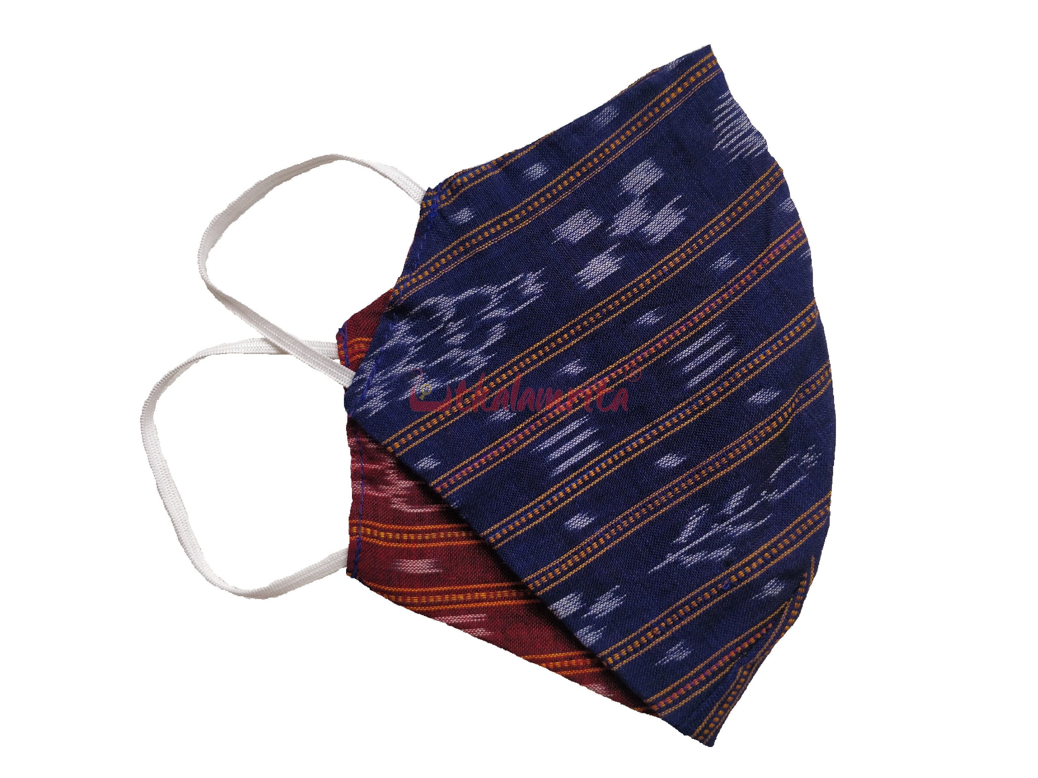 Maroon & Blue Ikat Mask