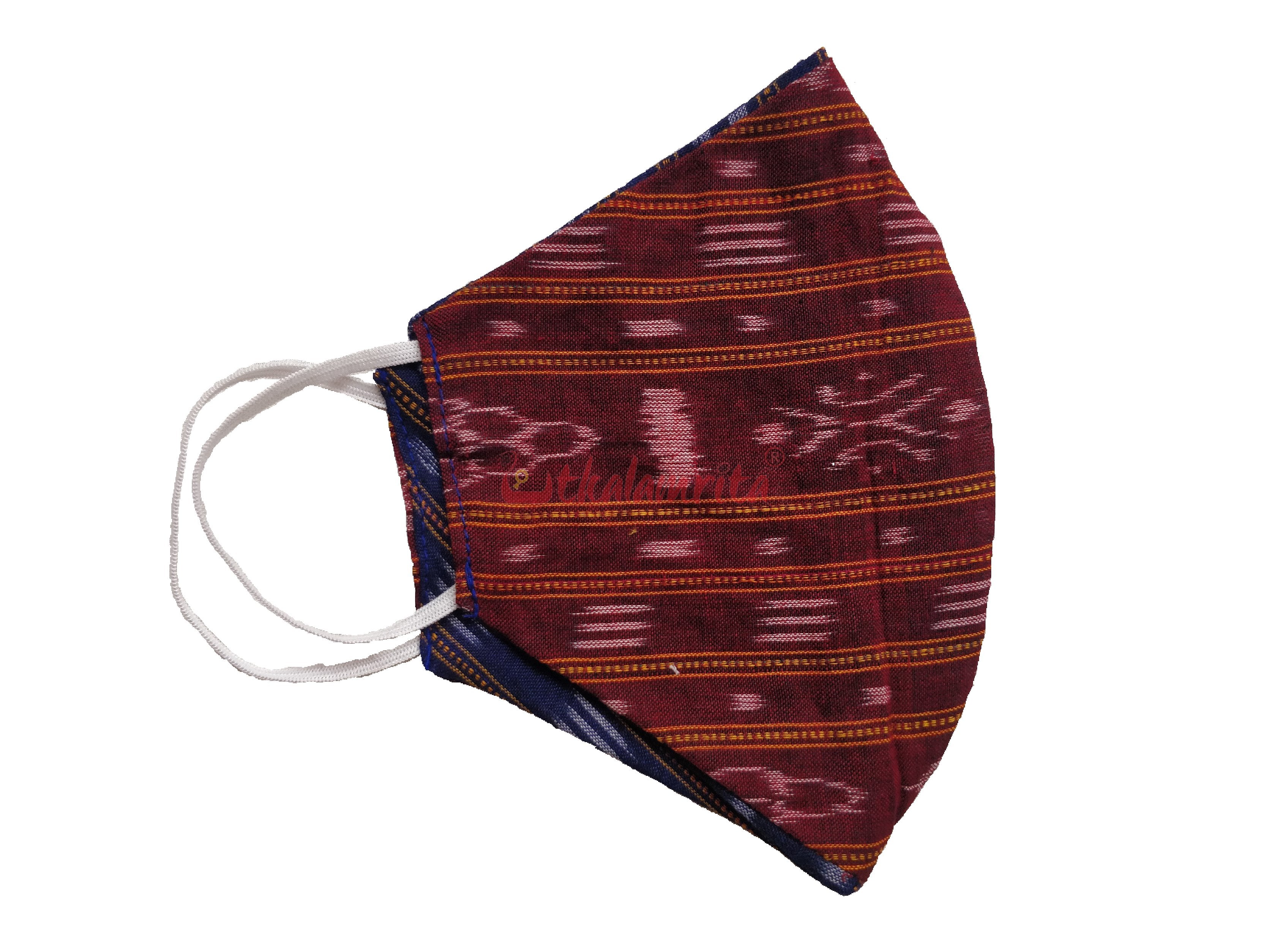 Maroon & Blue Ikat Mask