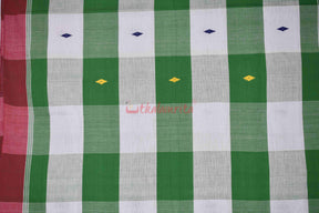 Santhal White Green Thick Stripes