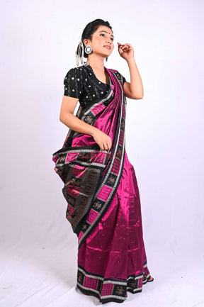 Magenta Doll Bomkai Border Silk Saree