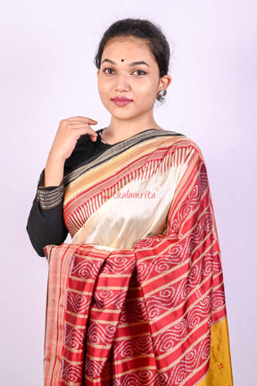 White Kathifera Silk Saree