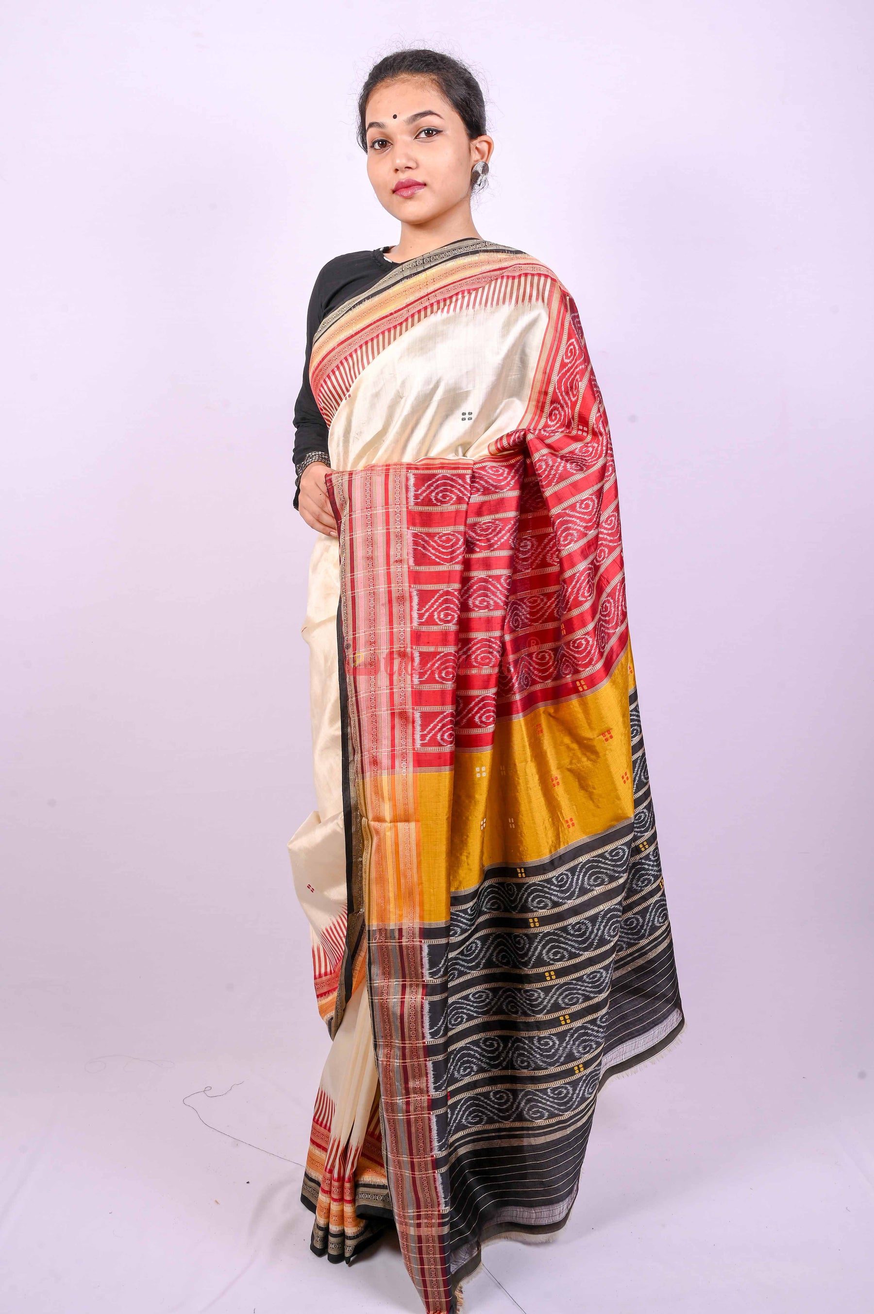 White Kathifera Silk Saree