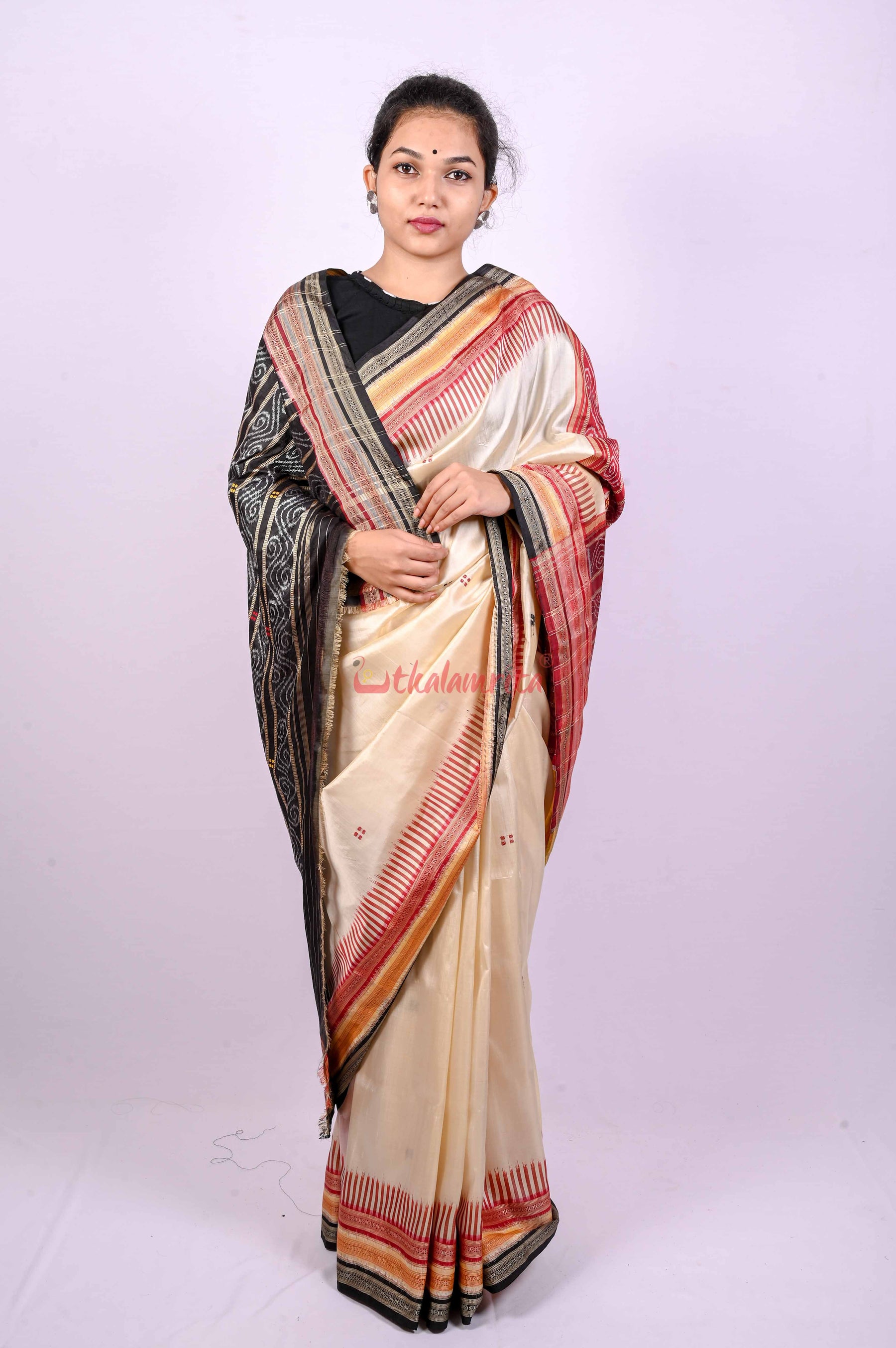 White Kathifera Silk Saree