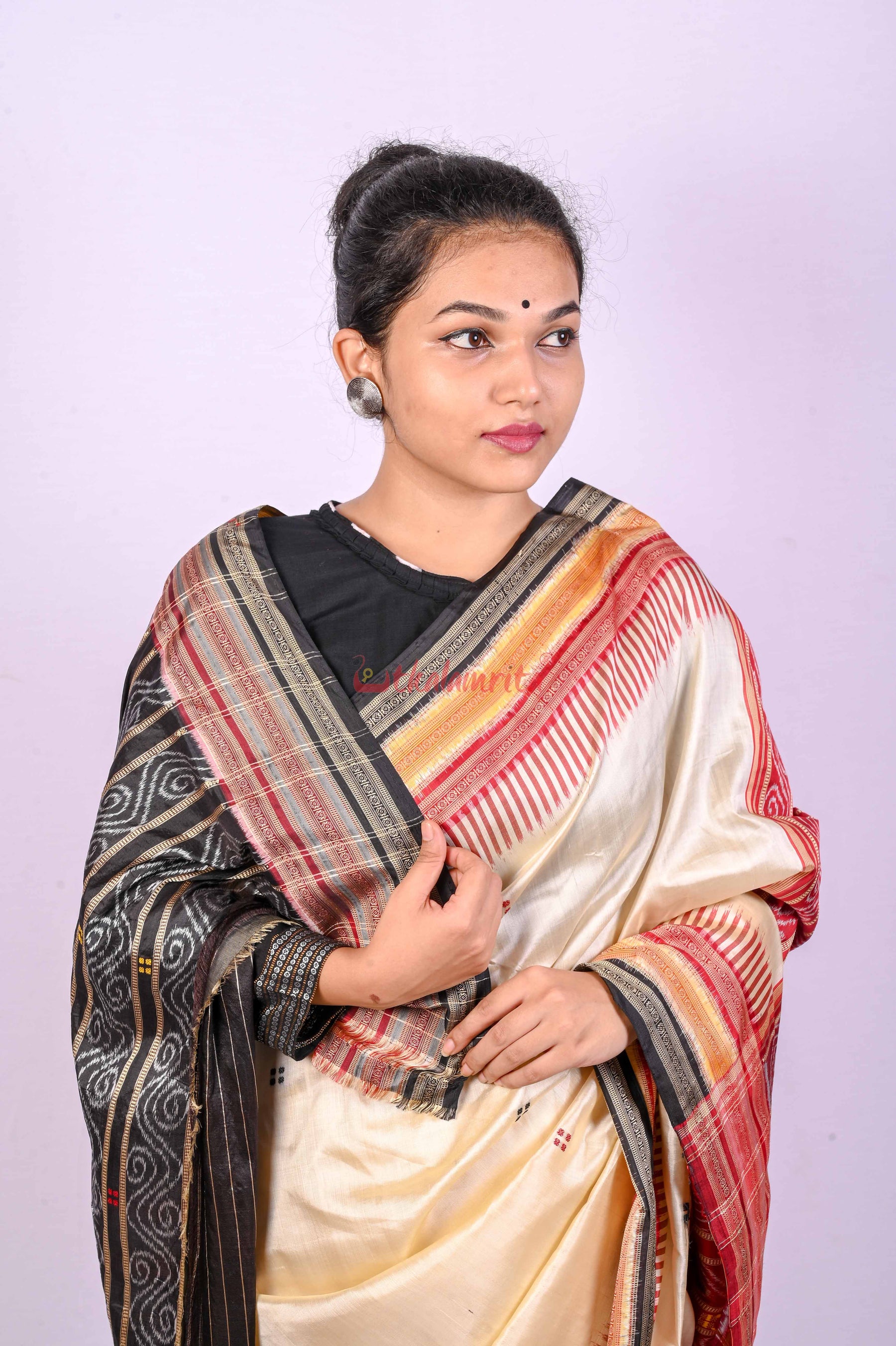 White Kathifera Silk Saree