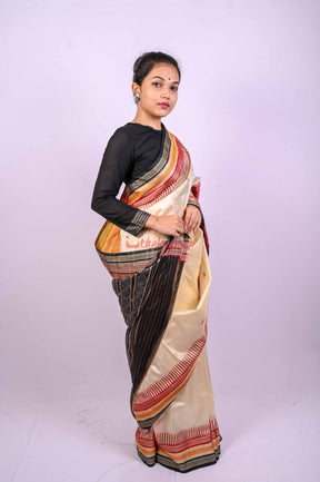 White Kathifera Silk Saree