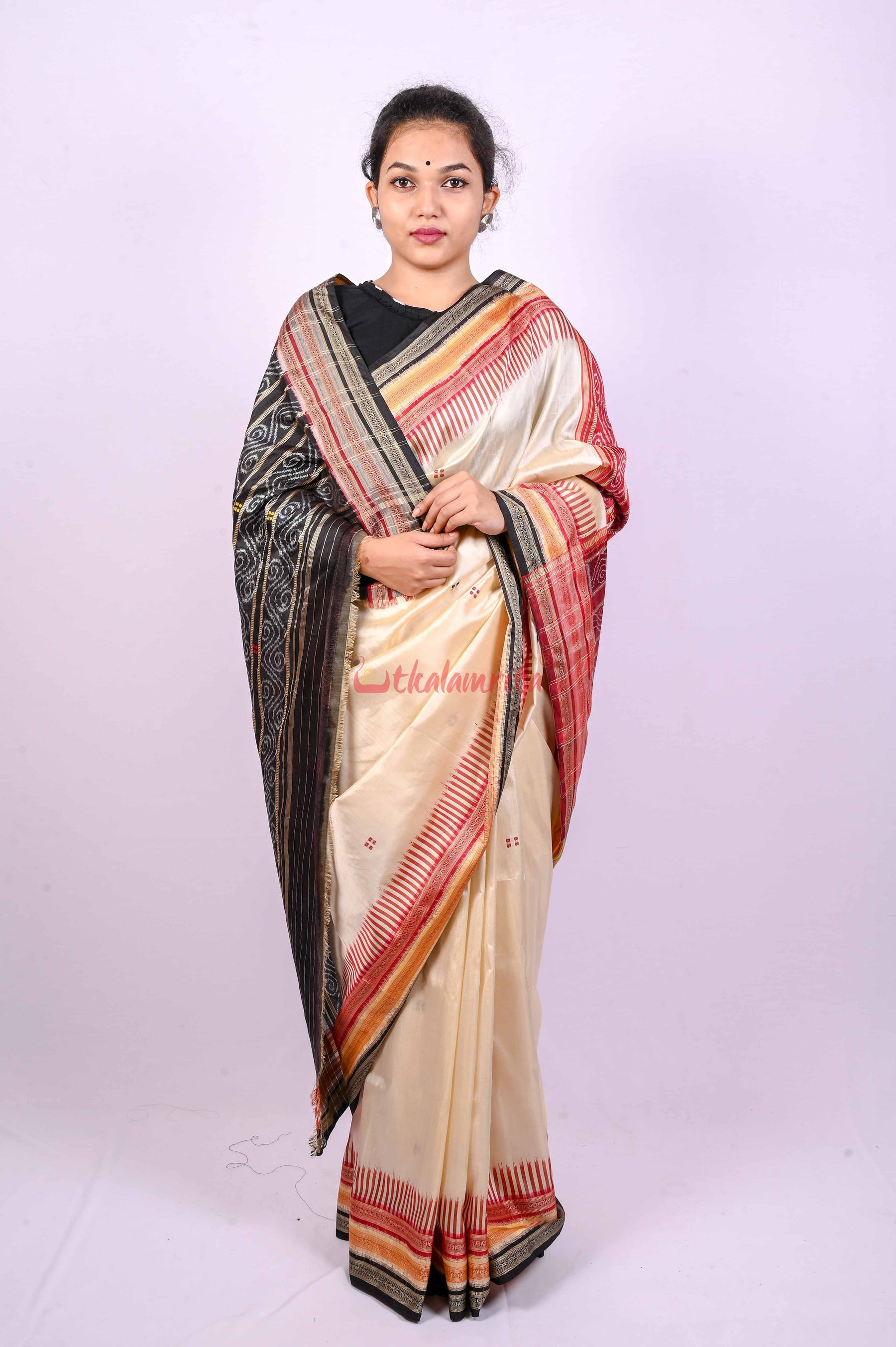 White Kathifera Silk Saree