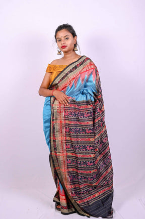 Blue Khandua Sachipar Silk Saree