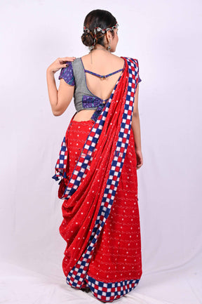 Red Tipa 37 Kuthi Designer Saree