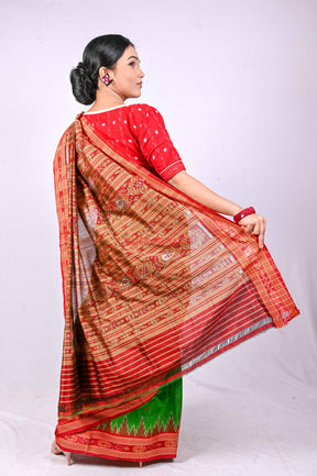 Green Red Khandua Silk