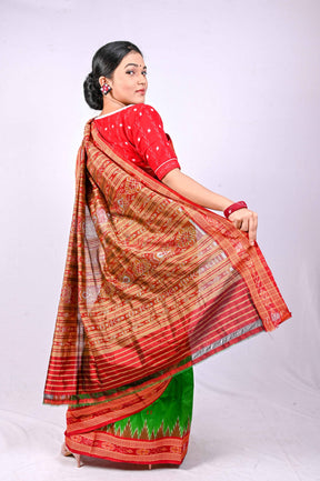 Green Red Khandua Silk