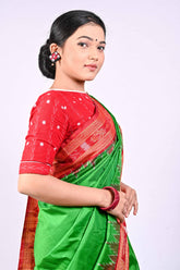Green Red Khandua Silk