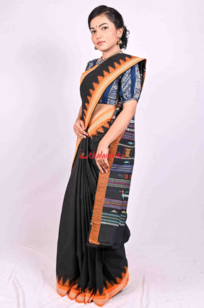 Original Ganjam Bomkai Black Saree