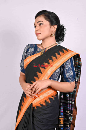 Original Ganjam Bomkai Black Saree